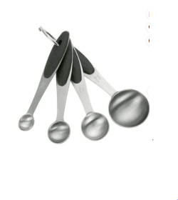 Mainstays 4 Piece Stainless Steel Measuring Spoons on Storage Ring Silver