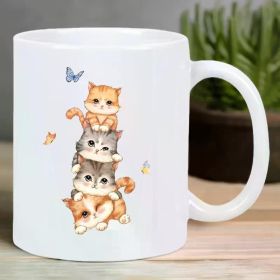 Adorable Multi-Cat Ceramic Coffee Mug - Reusable, Hand-Wash Only, Perfect for Hot & Cold Beverages - Charming