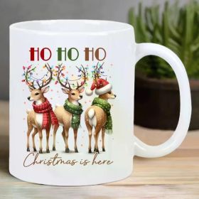 1pc Ho Ho Ho Christmas Reindeer Ceramic Coffee Mug - Reusable, Insulated, Hand-Wash Only - Multipurpose Holiday