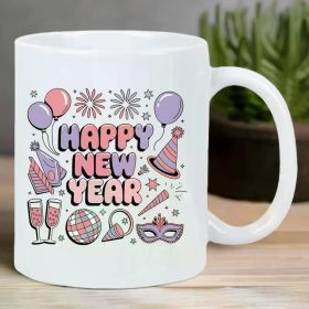 11 Oz White Ceramic Coffee Mug with Happy New Year Print Design - The Perfect Gift for Valentine'S Day, Anniversaries,