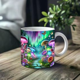 1pc_Dreamy Mushroom Forest ceramic cup 11 ounces, coffee/tea/wine glass, suitable for Valentine's Day, birthdays,