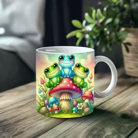 1pc_Frog Paradise ceramic cup 11 ounces, coffee/tea/wine glass, suitable for Valentine's Day, birthdays, home decor,