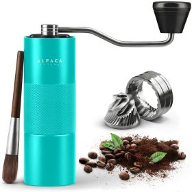 Manual Coffee Grinder Aqua Sky Color Stainless Steel Conical Burr Coffee Grinder Manual with Adjustable Setting Double Bearing Hand Espresso Grin