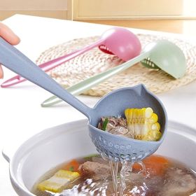 2pcs Long Handle Soup Spoon With Filter Strainer; Multi-Functional 2 In 1 Cooking Colander; Kitchen Tool For Easy Soup Preparation And Straining; (Color: Pink)
